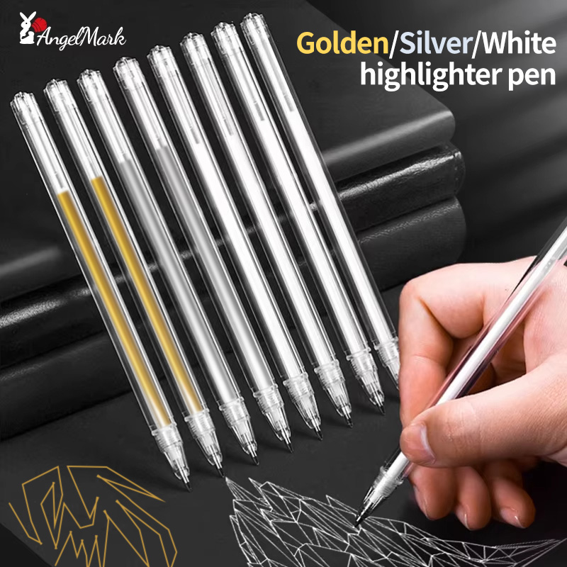 Gel Ink Pen Set - White Gold Silver Classic Highlight Pen