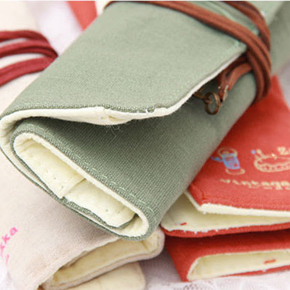 4Pcs Retro Canvas Pencil Bag R - Pen Pouch Roll review and price